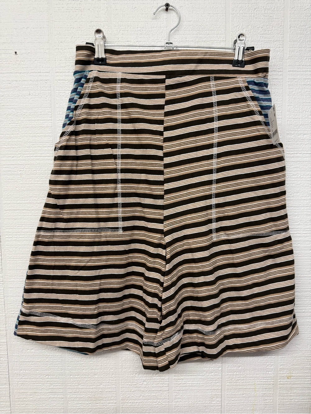 Free People Brown and Black Striped Bermuda Shorts